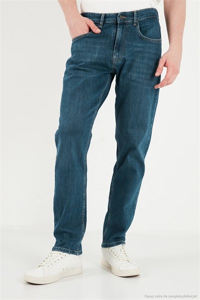 Pamuklu Comfort Fit Normal Bel Jeans Erkek Kot Pantolon 4400C52TEXAS YEŞİL-MAVİ