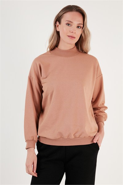 Pamuklu Dik Yaka Basic Örme Kadın Sweat 5863323 BİSKÜVİ