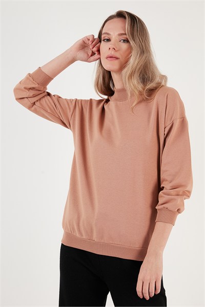 Pamuklu Dik Yaka Basic Örme Kadın Sweat 5863323 BİSKÜVİ
