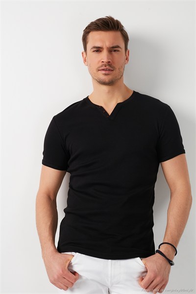 Pamuklu Düğme Detaylı Regular Fit V Yaka 3lü Paket Erkek T Shirt 5902122S3 Antrasit-Taş-Siyah