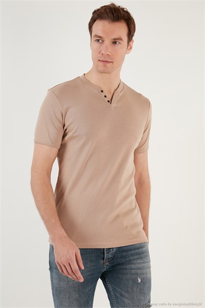Pamuklu Düğme Detaylı Regular Fit V Yaka 3lü Paket Erkek T Shirt 5902122S3 Antrasit-Elma Yeşili-Taş