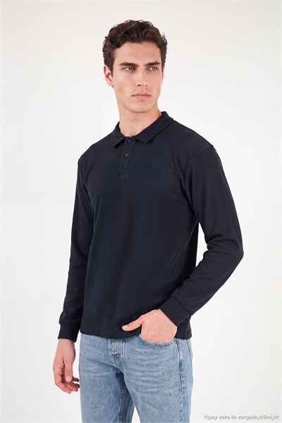 Pamuklu Düğmeli Erkek Polo Yaka Sweat 5905838 LACİVERT