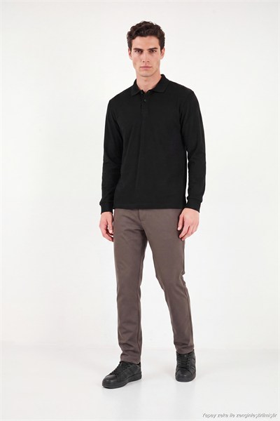 Pamuklu Düğmeli Erkek Polo Yaka Sweat 5905838 SİYAH