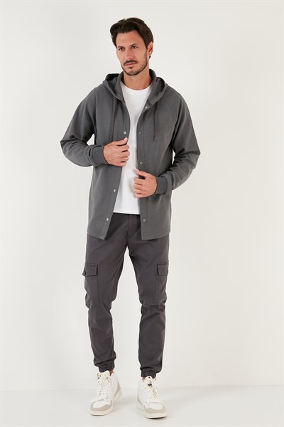Pamuklu Kapüşonlu Relaxed Fit Erkek Gömlek 5905468 ANTRASİT