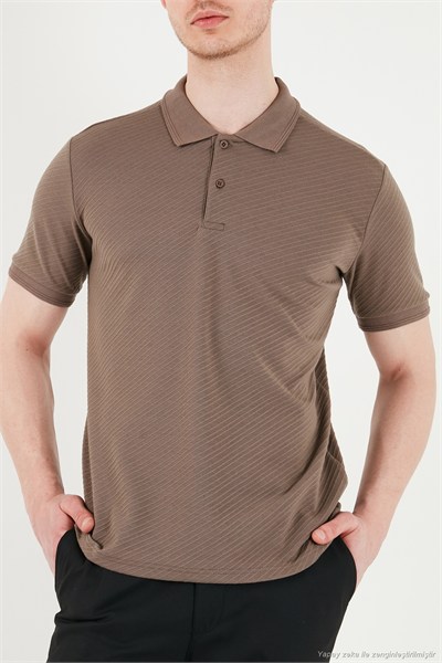 Pamuklu Kısa Kollu Düğmeli Erkek Polo T Shirt 5904049 KAHVE