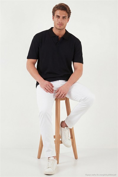 Pamuklu Kısa Kollu Düğmeli Erkek Polo T Shirt 5904051 SİYAH