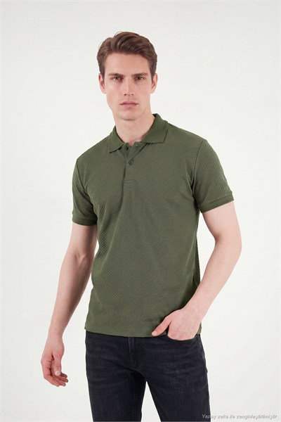 Pamuklu Kısa Kollu Düğmeli Erkek Polo T Shirt 5904049 HAKİ
