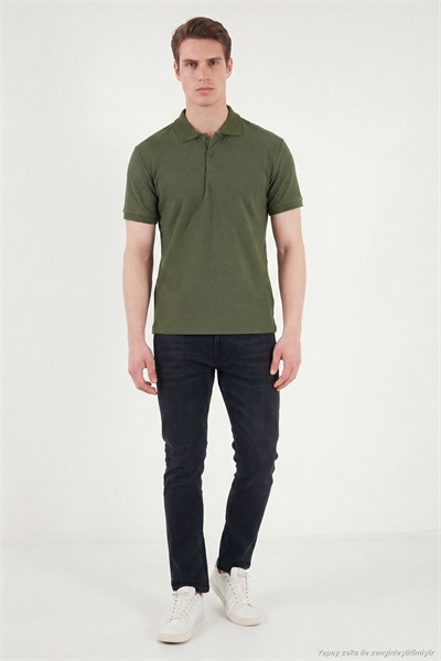 Pamuklu Kısa Kollu Düğmeli Erkek Polo T Shirt 5904049 HAKİ
