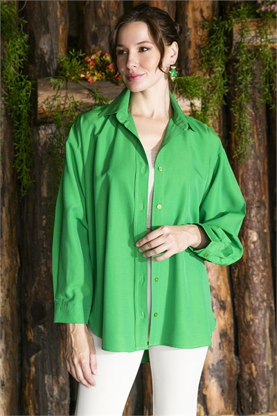 Pamuklu Oversize Dokuma Kadın Gömlek 6234760 BENETTON