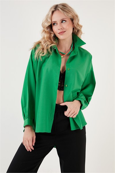Pamuklu Rahat Kesim Poplin Kadın Gömlek 6234788 BENETTON