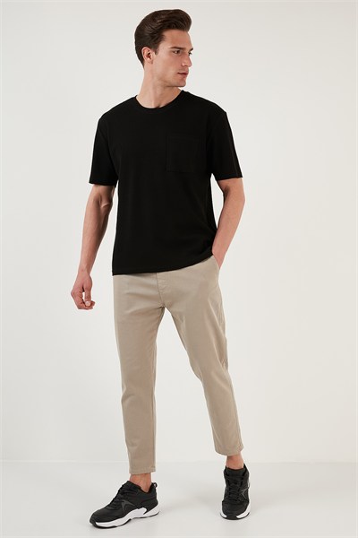 Pamuklu Rahat Kesim Tek Cepli Bisiklet Yaka Erkek T Shirt 5902642 SİYAH