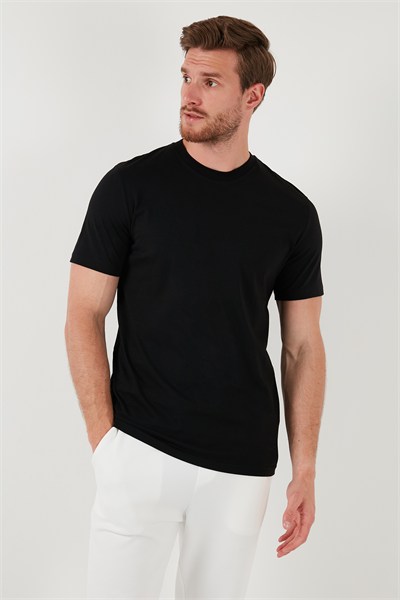 Pamuklu Regular Fit 2li Basic Erkek T Shirt 59020202 SİYAH-SİYAH