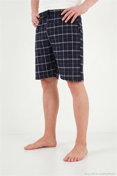 Pamuklu Regular Fit Bağlamalı Cepli Pijama Erkek Şort 6574004 LACİVERT