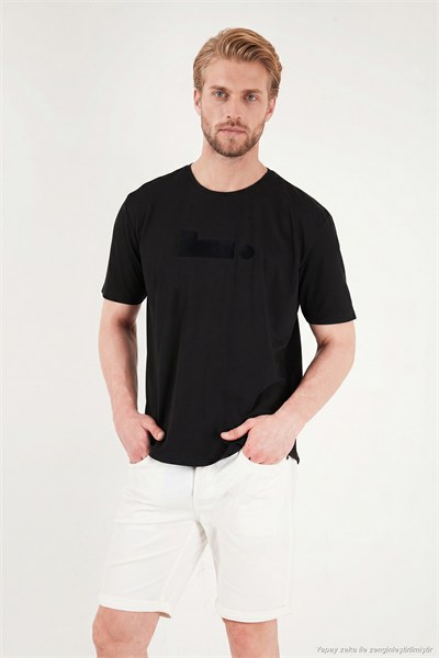 Pamuklu Regular Fit Baskılı Bisiklet Yaka Erkek T Shirt 5904061 SİYAH