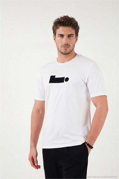 Pamuklu Regular Fit Baskılı Bisiklet Yaka Erkek T Shirt 5904061 EKRU