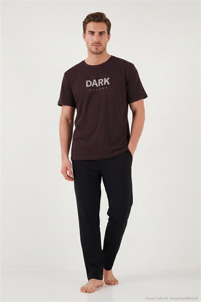 Pamuklu Regular Fit Baskılı Erkek Pijama Takımı 6096160 MÜRDÜM