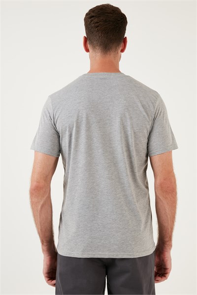 Pamuklu Regular Fit Bisiklet Yaka Basic Erkek T Shirt 59020201 GRİ MELANJ