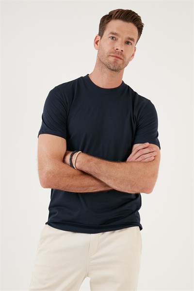 Pamuklu Regular Fit Bisiklet Yaka Basic Erkek T Shirt 59020201 İNDİGO