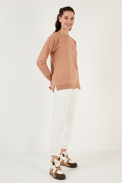 Pamuklu Regular Fit Bisiklet Yaka Basic Kadın Sweat 5863569 BİSKÜVİ