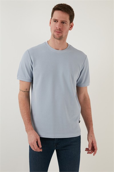 Pamuklu Regular Fit Bisiklet Yaka Basic Erkek T Shirt 5902387 AÇIK GRİ