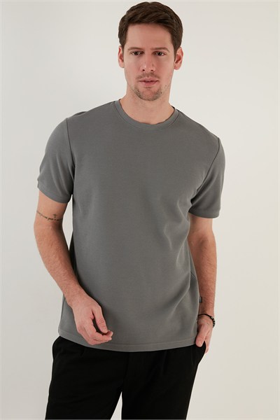 Pamuklu Regular Fit Bisiklet Yaka Basic Erkek T Shirt 5902387 AÇIK HAKİ