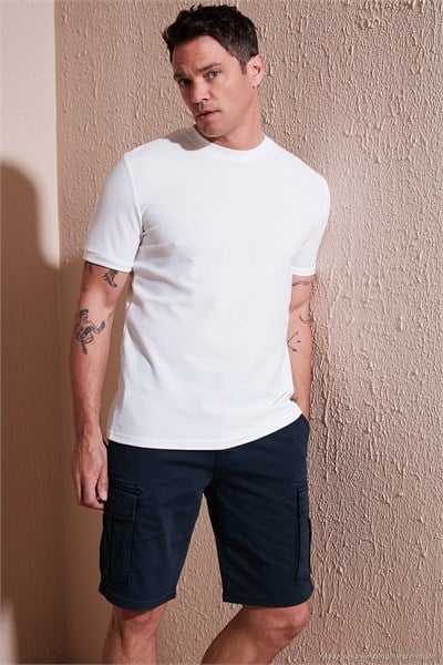 Pamuklu Regular Fit Bisiklet Yaka Basic Erkek T Shirt 5902387 EKRU