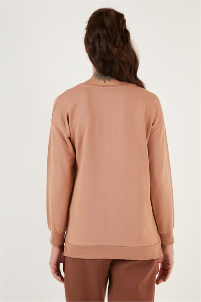 Pamuklu Regular Fit Bisiklet Yaka Basic Kadın Sweat 5863569 BİSKÜVİ