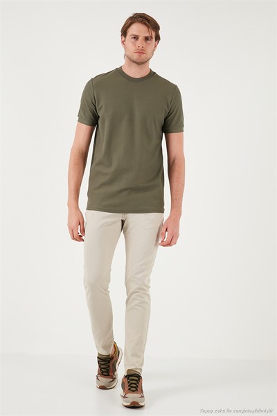 Pamuklu Regular Fit Bisiklet Yaka Basic Erkek T Shirt 5902387 HAKİ