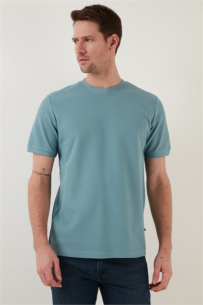 Pamuklu Regular Fit Bisiklet Yaka Basic Erkek T Shirt 5902387 MAVİ