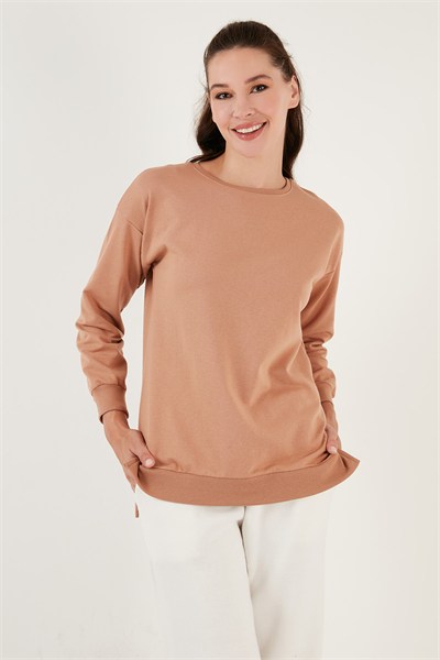 Pamuklu Regular Fit Bisiklet Yaka Basic Kadın Sweat 5863569 BİSKÜVİ