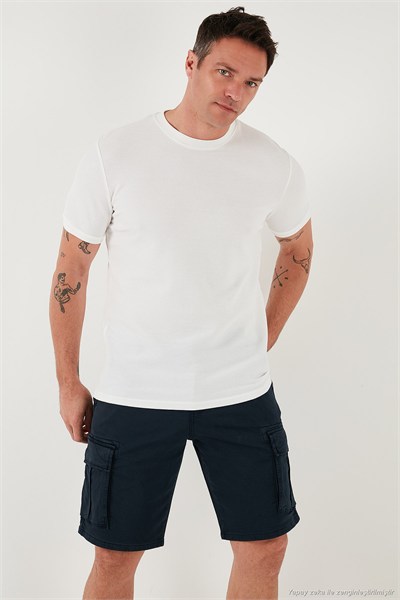 Pamuklu Regular Fit Bisiklet Yaka Basic Erkek T Shirt 5902387 EKRU