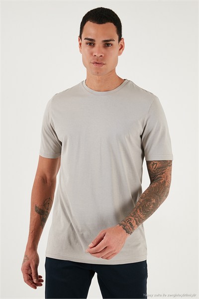 Pamuklu Regular Fit Bisiklet Yaka Erkek T Shirt 59020204 KÜL