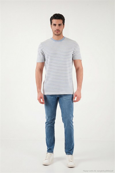 Pamuklu Regular Fit Bisiklet Yaka Erkek T Shirt 5904027 MAVİ