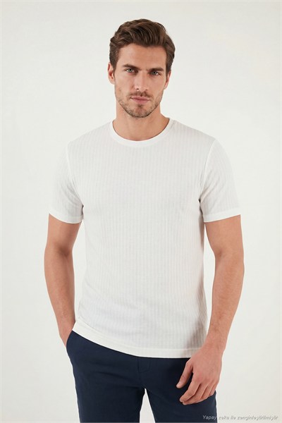 Pamuklu Regular Fit Bisiklet Yaka Erkek T Shirt 5904068 EKRU
