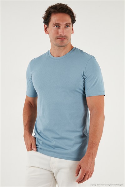 Pamuklu Regular Fit Bisiklet Yaka Erkek T Shirt 59020204 MAVİ