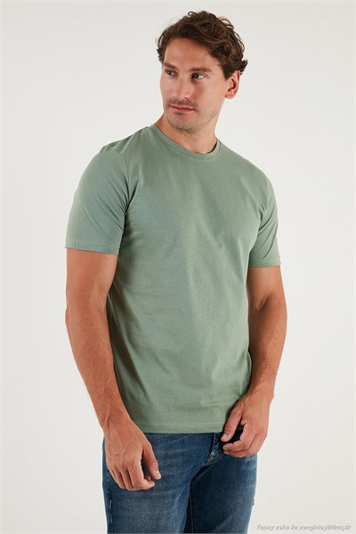 Pamuklu Regular Fit Bisiklet Yaka Erkek T Shirt 59020204 ELMA YEŞİLİ