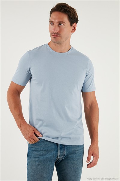 Pamuklu Regular Fit Bisiklet Yaka Erkek T Shirt 59020204 AÇIK MAVİ