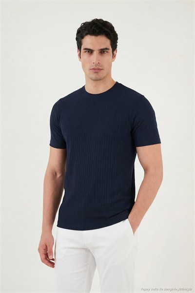 Pamuklu Regular Fit Bisiklet Yaka Erkek T Shirt 5904068 İNDİGO