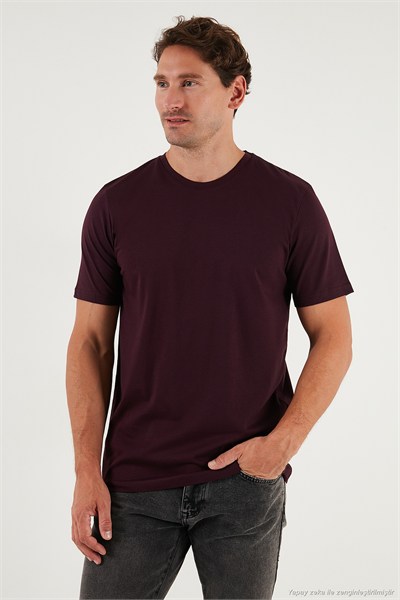 Pamuklu Regular Fit Bisiklet Yaka Erkek T Shirt 59020204 VİŞNE