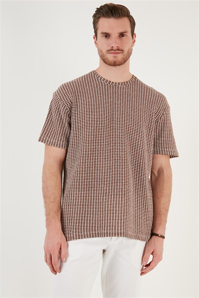 Pamuklu Regular Fit Bisiklet Yaka Erkek T Shirt CF24S218033 KAHVE