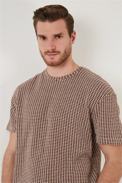 Pamuklu Regular Fit Bisiklet Yaka Erkek T Shirt CF24S218033 KAHVE
