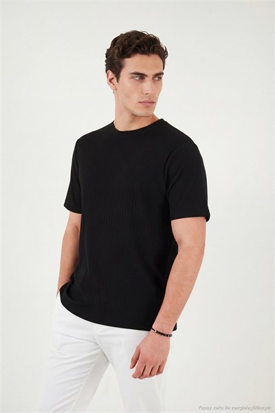 Pamuklu Regular Fit Bisiklet Yaka Erkek T Shirt 5904068 SİYAH