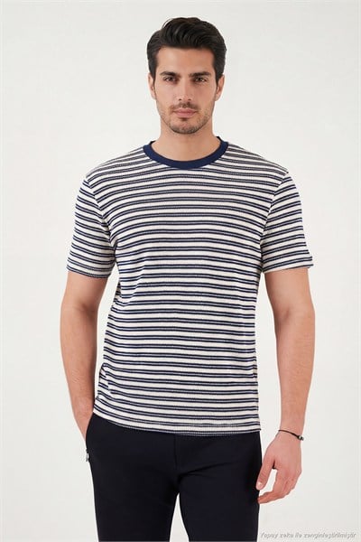 Pamuklu Regular Fit Bisiklet Yaka Erkek T Shirt 5904027 İNDİGO