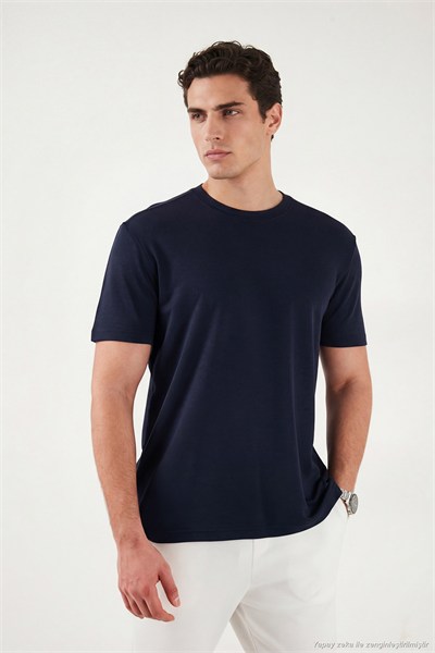 Pamuklu Regular Fit Bisiklet Yaka Erkek T Shirt 5904063 İNDİGO