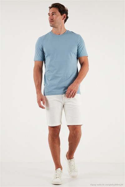 Pamuklu Regular Fit Bisiklet Yaka Erkek T Shirt 59020204 MAVİ
