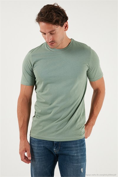 Pamuklu Regular Fit Bisiklet Yaka Erkek T Shirt 59020204 ELMA YEŞİLİ