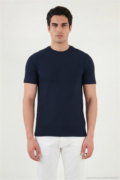 Pamuklu Regular Fit Bisiklet Yaka Erkek T Shirt 5904068 İNDİGO