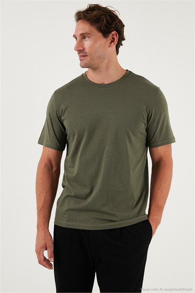 Pamuklu Regular Fit Bisiklet Yaka Erkek T Shirt 59020204 HAKİ
