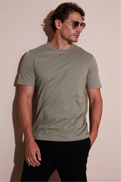 Pamuklu Regular Fit Bisiklet Yaka Erkek T Shirt 59020204 Vizon Yeşili
