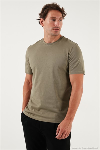 Pamuklu Regular Fit Bisiklet Yaka Erkek T Shirt 59020204 Vizon Yeşili